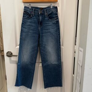 MOTHER Midrise Rambler zip Ankle Fray